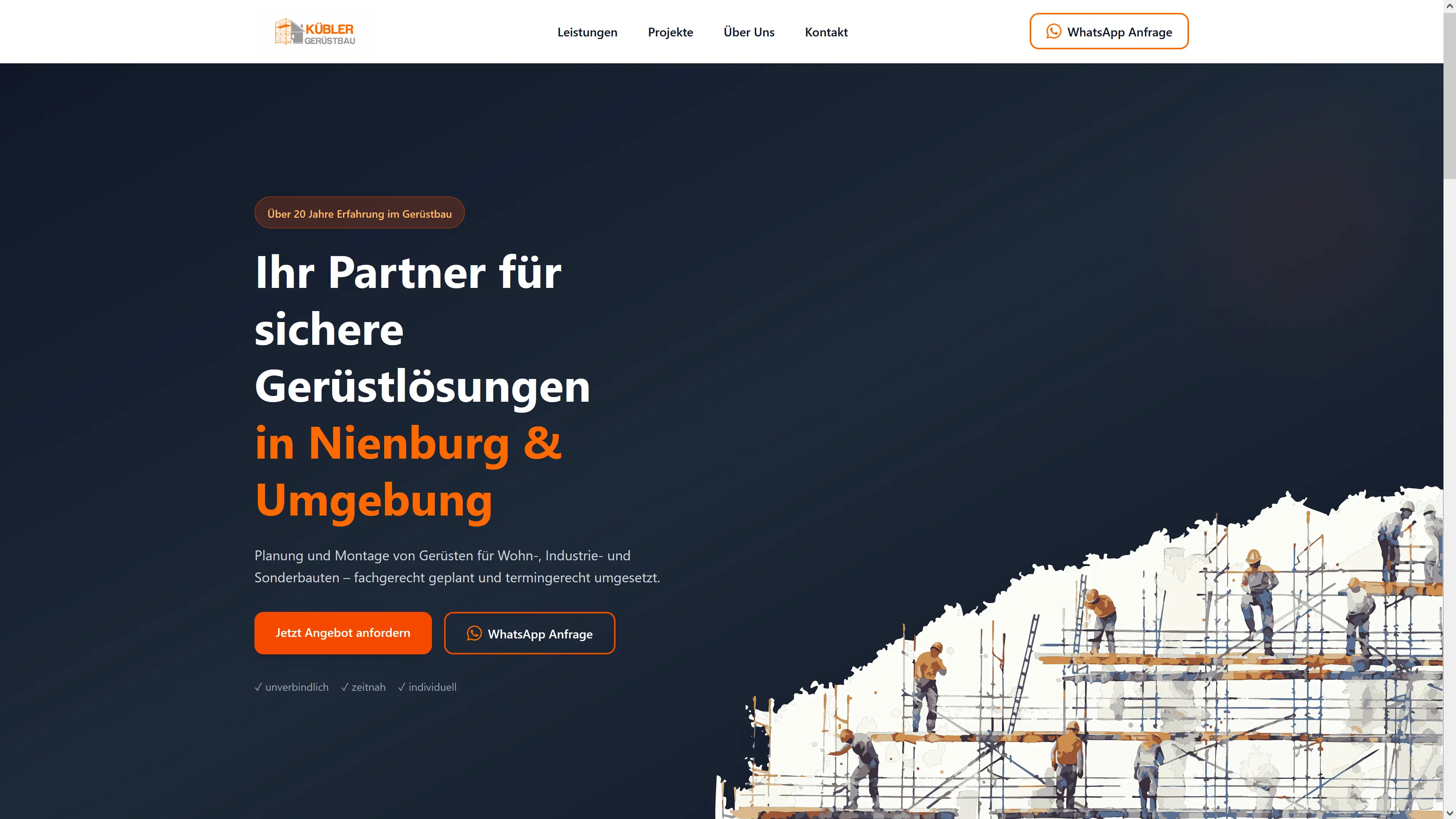 Kübler Gerüstbau - Webdesign Referenz aus Nienburg / Mittelweser